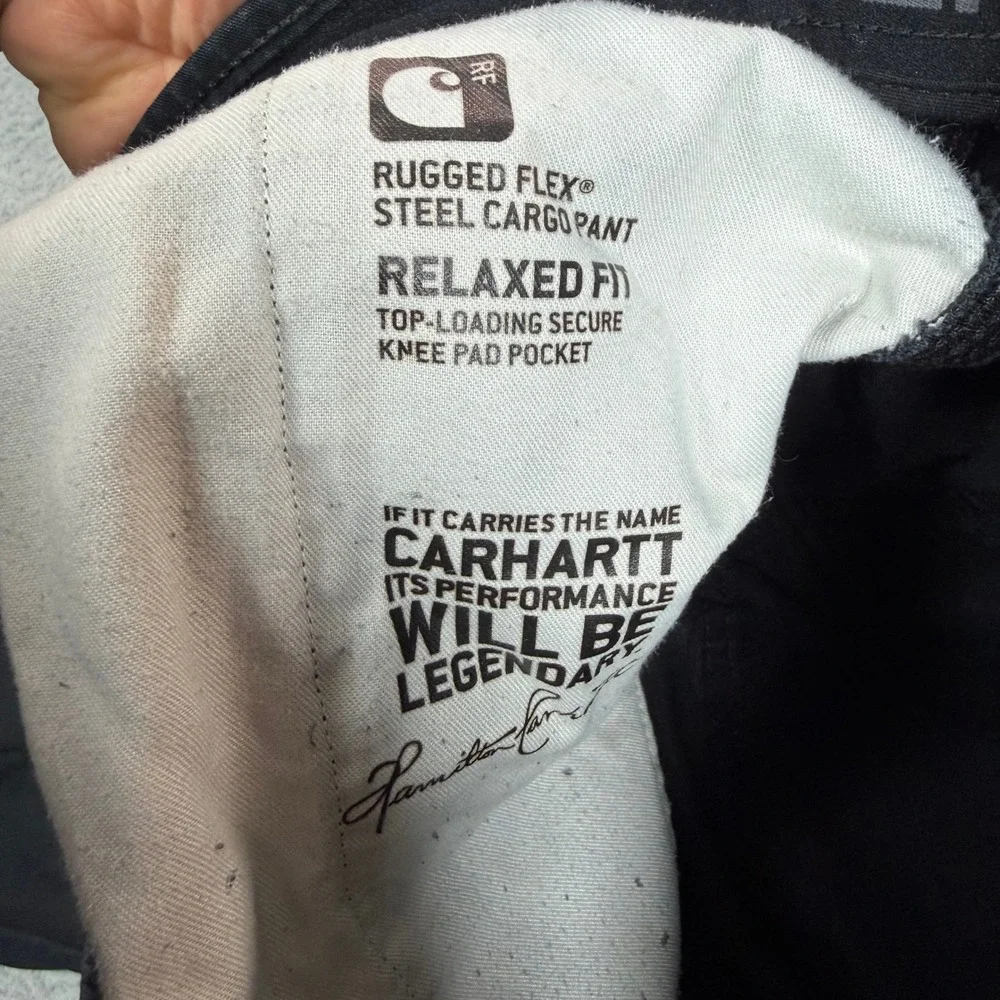 Carhartt Mens Black Rugged Flex Steel Cargo Pants Relaxed Fit 103335 BLK 42x32